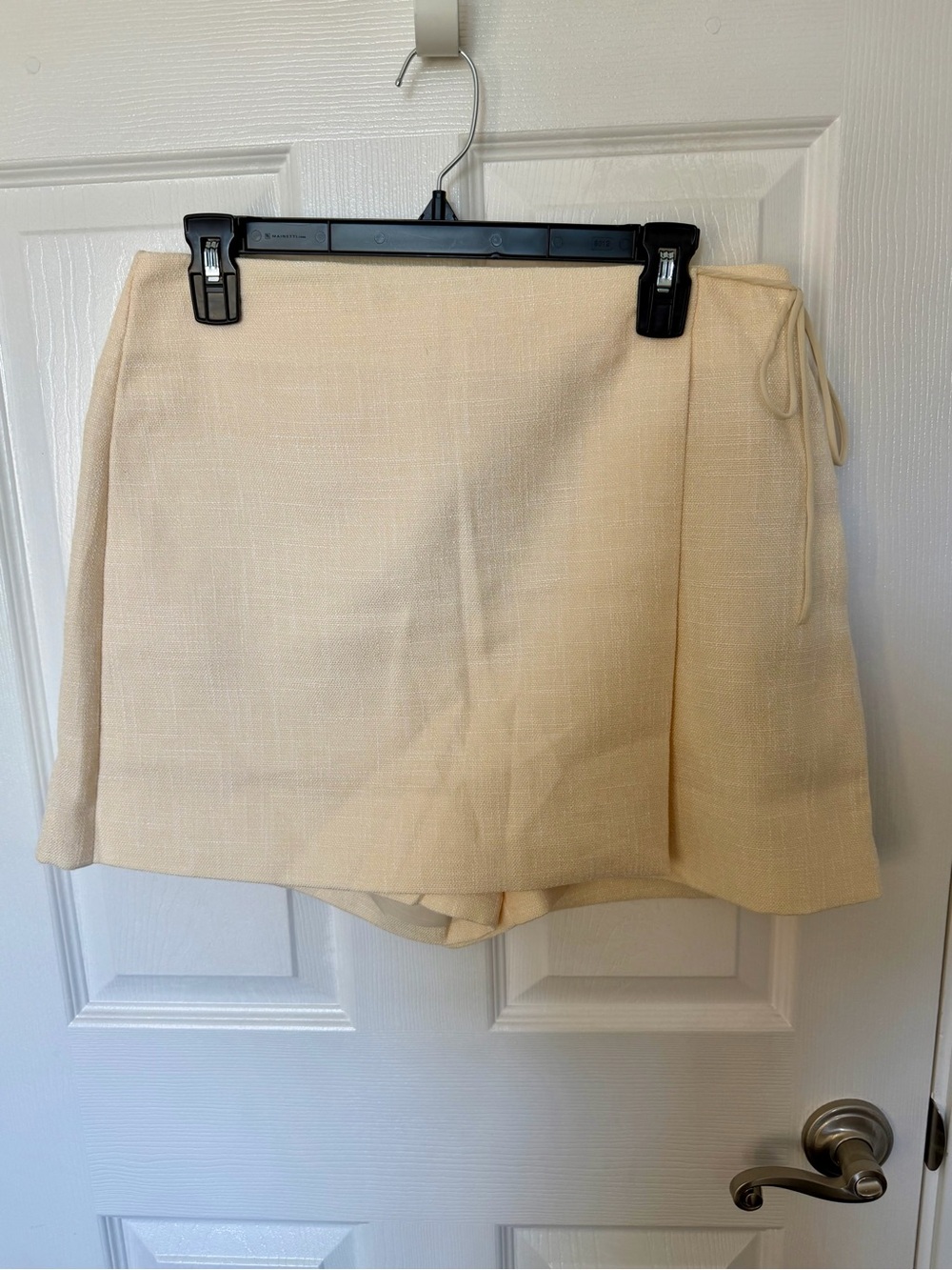 Cream Wrap-Front Skort Shorts
